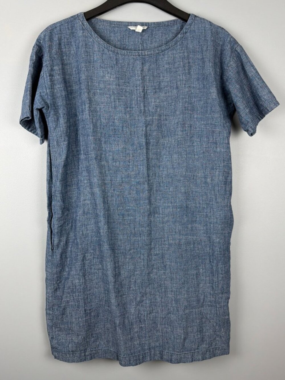 Eileen Fisher Linen Dress Womens Petite S Blue Hemp Organic Cotton Beach Light